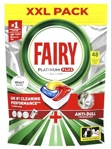 Fairy Platinum Plus All In One Dishwasher Tablets, Lemon, 48