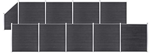 BaraSh WPC Zaun-Set 9 Quadrate + 1 Schräge 1657x186 cm Grau Sichtschutzzaun Palisadenzaun Zaun Sichtschutz Gitter Gartenzaun Komplettset