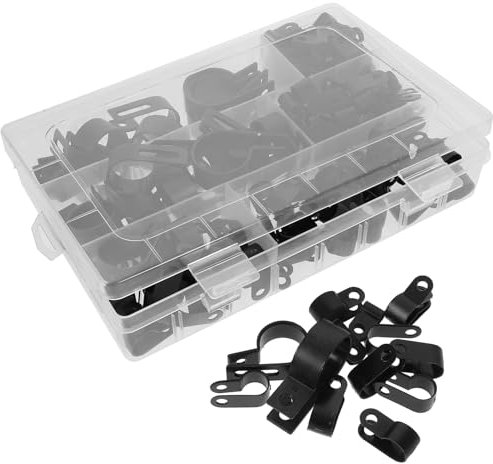 VINTORKY Kabelklemmen Sortiment Nylon 1/2 Zoll Schwarz Drahtklemmen Für Kabelbefestigung Multifunktional Mit Aufbewahrungsbox Kompakt Und Langlebig