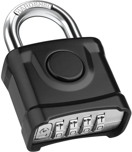 Diyife Heavy Duty Combination Padlock, Large Outdoor Padlock [One-Key Unlocking] High Security Weatherproof, Hidden Password & Anti-Error Design Suitable for Garage, Gate, Garden, Fence, Black