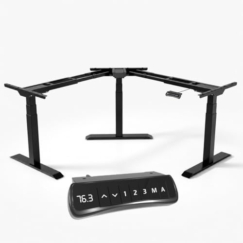 Office Jack® Eckschreibtisch Elektrisch Höhenverstellbar Gestell Memory-Funktion & Anti-Kollision L-Form (Schwarz, 2 x Verlängerungs-Set)