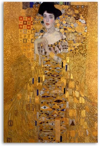 SGFGAD FHYWQ Berühmtes Gustav Klimt Poster und Drucke《Die Frau in Gold cool》Leinwand Wandkunst Gustav Klimt Gemälde Moderne Bilder für Wohnkultur 60x80cm Kein Rahmen