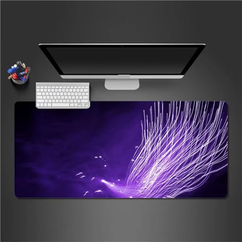 QiHon Gaming Mauspad XXL Lila Linie Großes Mauspad Schreibtischauflage mit Vernähte Kanten Einer speziellen Oberfläche verbessert Geschwindigkeit und Präzision 600x400x2mm