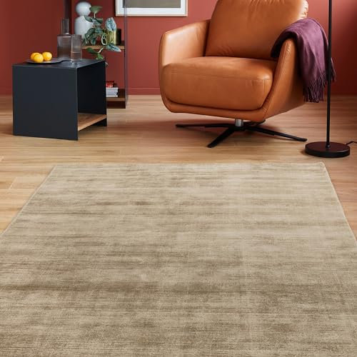 Schöner Wohnen Kollektion Hochwertiger Teppich Wohnzimmer, Schlafzimmer - Kurzflorteppich weich - Handgewebtes Flachgewebe - Moderne Designs - Teppich Beige 170 x 240 cm