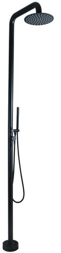 Station de douche extérieure portable avec fixation autoportante et pommeau de douche, idéale pour piscine, patio, piscine, jardin et arrière-cour, couleur noire