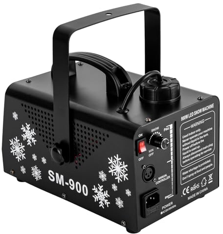 VonVVer Schneemaschine mit LED Licht 900W - Schnee Maschine mit Fernbedienung Snow machine mini Schneekanone Garten 1L Tank