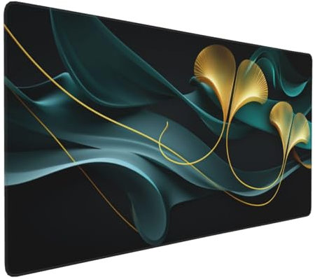 Gaming Mauspad XXL Blätter Mousepad 1000x500x4mm Ginkgo biloba Verlängertes Mauspad Schreibtischauflage,Genähte Kanten Mauspad,Verbessert Präzision Geschwindigkeit Wasserdicht Geeignet für Büro,Spiele
