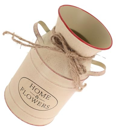 BESTOYARD Seau Décoratif en Fer Style Rétro pour Fleurs Séchées, Grand Seau à Fleurs Beige Facile à Installer, pour Décoration Maison et Jardin