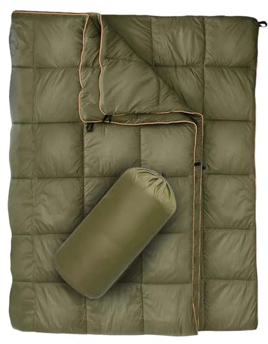 Tragbare verstaubare Daunen-Campingdecke, leicht, wasserdicht, Outdoor-Steppdecke für Wandern und Picknick