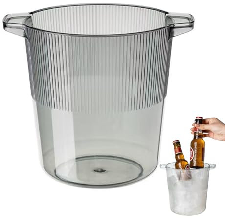 Pasdrucn 2 cubos de hielo grandes de acrílico, 2,5 L, de plástico, enfriador de vino y champán, enfriador de bebidas con asa, cubo de hielo acrílico, cuenco para champán, cubitera para champán, cubo