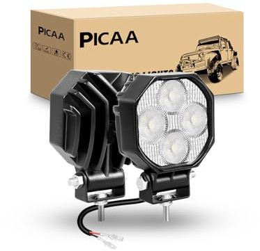 PICAA Luci da lavoro a Led, 2PCS Mini 2.8 pollici 32W Proiettori Flood per Fuoristrada, Fendinebbia per Ford Pickup SUV Barche ATV Quad UTV Carrelli Elevatori Moto Tractor Camper Bici 12V 24V, 6000K