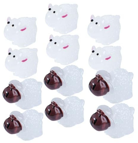 GALPADA 20pièces Figurines Miniatures Mouton Résine Lumineuses Décorations De Jardin Miniature Ornements De Bureau Animaux Jouet Animaux Ferme