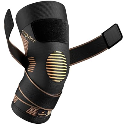 NEENCA Kupfer Kniebandage mit Riemen für Damen/Herren, Knie-Kompressionsmanschette für Knieschmerzen, Arthritis, ACL, Meniskusriss, Linderung von Gelenkschmerzen. (Hoher Kupfer, XL)