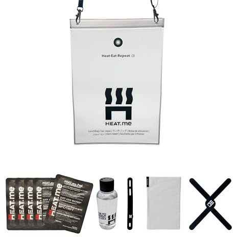 HEAT.me Lunchbox Kit BASIC - Verwandelt jede Edelstahl-Brotdose bis 800ml in eine beheizbare Lunchbox | Ohne Strom, Gas oder Feuer | 5 Heizpads inklusive