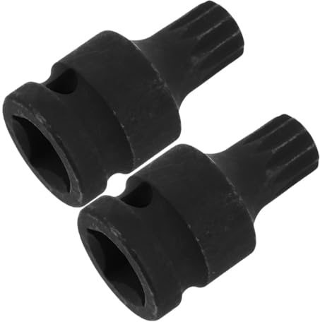 LABRIMP 2pcs Air Brake Caliper Spline Socket Short Stubby Triple Square Driver Remover Tool for Easy Brake Maintenance and Precise Screw Removal with Ergonomic Grip