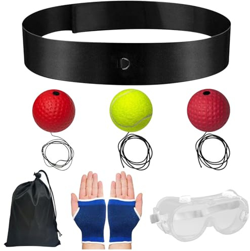 Set Di Palline Per Riflessi Di Velocità - Palla Da Boxe Con Fascia Elastica Da 1,5 Pollici, Allenatore Di Reazione Indossabile, Attrezzatura Per La Coordinazione Della Boxe | Strumento Di Allenamento