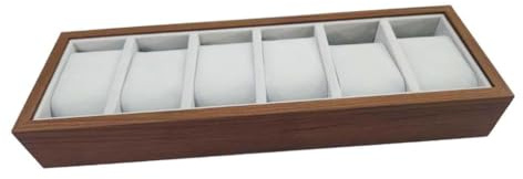 Elegabrillia Caja para Relojes de Madera Bandeja de Exhibición para Reloj Expositor de Madera de Palisandro para 6 Relojes; Bandeja de Madera para La Exposición y Revisión de Productos