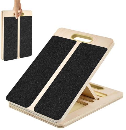 Ecofocet Tabla Inclinada de Madera, Tabla Inclinada Ajustable y Estirador de Pantorrillas, Antideslizante tabla de Estiramiento de Pantorrilla para Sentadillas, Piernas, Rodillas, Talón, Tobillo