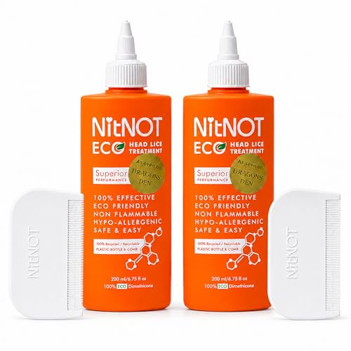 NitNOT Headlice Treatment As Seen On Dragons Den100% Effective Kills All Head Lice and Eggs. Nit Treatment-Lotion(200ml). Lice Treatments Extra Defence for All Hair, Children and Adults, Pack of 2