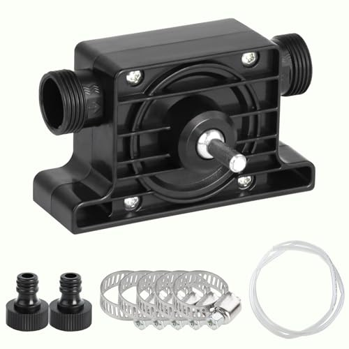 7mm Shank Mini Electric Drill Pump, Portable Cordless Drill Pump, Self-Priming Transfer Pump with 2 Connectors, 2m Hose, 5 Clamps for Water, Oil, Diesel