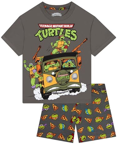 Teenage Mutant Ninja Turtles Pyjama Garçon, TMNT Pyjama Enfant Manches Courtes, Ensemble Pyjamas Enfant Été