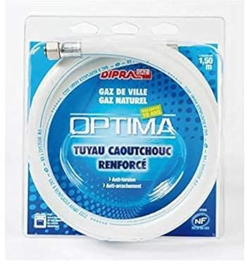 DIPRA - Flexible Gaz Naturel 10 Ans 1,50 m – Filetage Femelle/Femelle 15/21 – Caoutchouc avec Écrou Anti-Torsion – Certifié NF