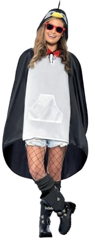 Smiffys Pinguin Party Poncho, mit Zugbeutel Halloween