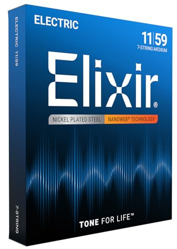 Elixir® Saiten 7-Saiter E-Gitarrensaiten mit NANOWEB®Beschichtung, Medium (.011-.059)