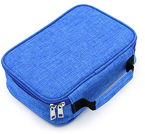 BTSKY® High Capacity Zipper Pens Pencil Case- Multi-Functional Stationery Pencil Pouch 72 Slots Colored Pencil Case Portable Pencil Bags With 2 Removable Sleeves(Blue)