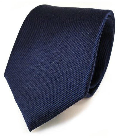 TigerTie - Jacquard gewebte Designer Seidenkrawatte in marine blau dunkelblau einfarbig Uni Rips