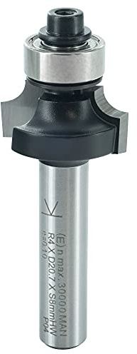 ENT 14284 avrundningsfräs Skaft (S) 8 mm, Diameter (D) 20,7 mm, NL 9,5 mm, R 4 mm, SL 32 mm, med kullager