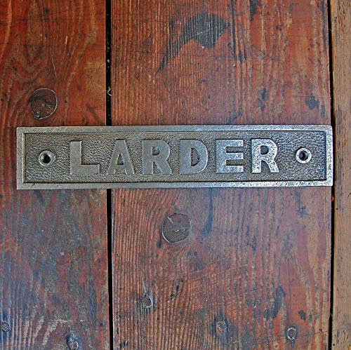 Bowley & Jackson Old fashioned traditional cast metal plate larder door sign.