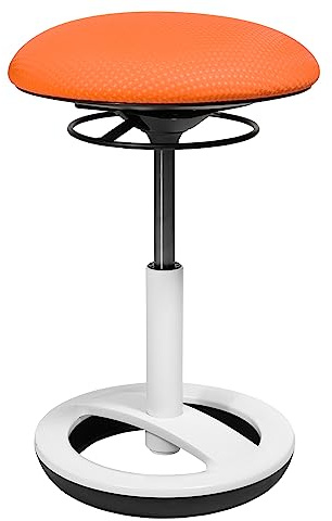 TOPSTAR Bürohocker Sitness Bob Alu weiß lackiert orange | Made in Germany | Ergonomisch | Bürohocker, Rollhocker | höhenverstellbar | Geprüfte Sicherheit nach GS-Intertek