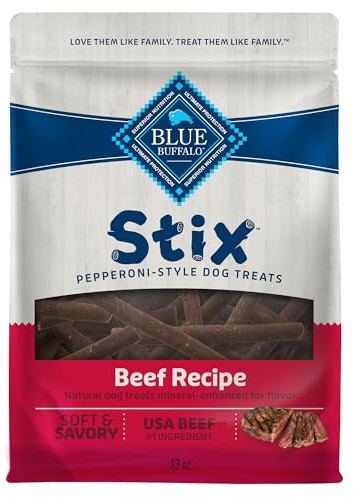 Blue Buffalo Stix Pepperoni-Style Dog Treats Made with Natural Ingredients, Beef Recipe, 13-oz Bag
