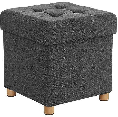 SONGMICS Tabouret de Rangement, Petit Pouf Pliable, 38 x 38 x 40 cm, Repose-Pieds Cubique avec Rangement, Charge jusqu'à 300 kg, pour Salon, Chambre, Dortoir, Gris Ardoise LSF14GYZ