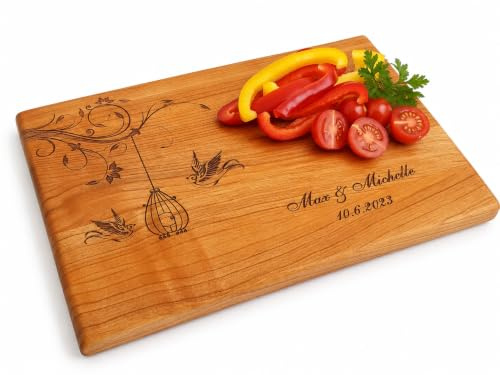 Tagliere Fatto a Mano Personalizzato - con Uccellini | Tagliere da Cucina | Tagliere legno | Personalizzata Idea Regalo | Regali da Fare al Papà, Regale di Nozze, Compleanno di Algis Crafts