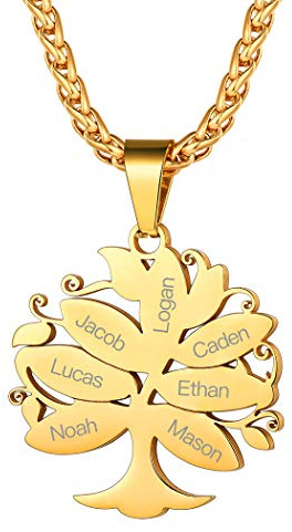 Suplight personalisiert Familienkette 925 Silber/Edelstahl Geburtssteinkette Namenskette Herz/Baum des Lebens Anhänger Halskette mit Gravur Partnerschaft Freundschaft Schmuck mit Geschenkbox