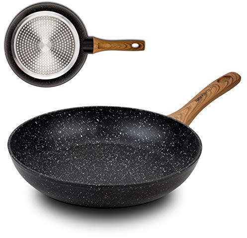 NAVA Pfanne | Pfannen Ø 24 cm | Bratpfanne mit Granitbeschichtung zum Braten | Schmoren von Speisen hoher rand induktionspfanne | für Gasherde und Induktion