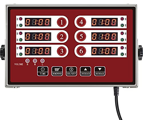 YOOYIST Commercial 6 Channel Digital Kitchen Timer Loud Alarm Cook Timer