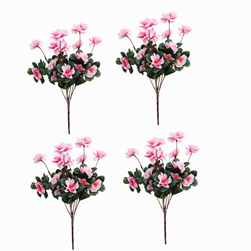 Künstliche Azaleen-Blume, Kunstblume, Kunstblume, Heimdekoration, Rosa, 4 Bündel