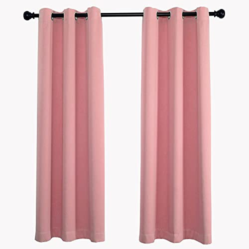 Rideau de salon, isolant thermique, isolation phonique, pour chambre d'adolescent, chambre d'enfant, rose corail, 175 x 192 cm