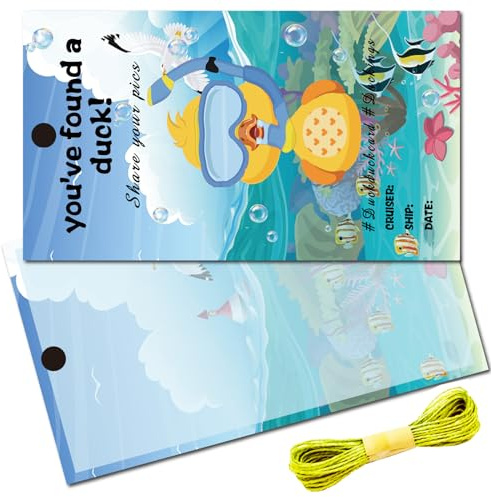 CREATCABIN 50Pcs You've Been Ducked Cards Duck Tags Duck Duck Ducking Game Card DIY Blue Duck Card with Hole and Twine for Car Decor 3.5 x 2 Inch-You've Found A Duck（Ocean