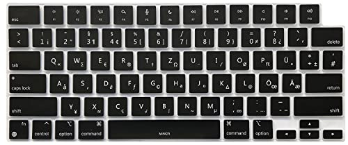 MiNGFi Deutsche QWERTZ MacBook Tastaturschutz,F12 mit voller Höhe,US/ANSI | Für MacBook Pro/Max 14/16 M1-M4 & Air 13/15 M2-M4, Silikon, Schwarz