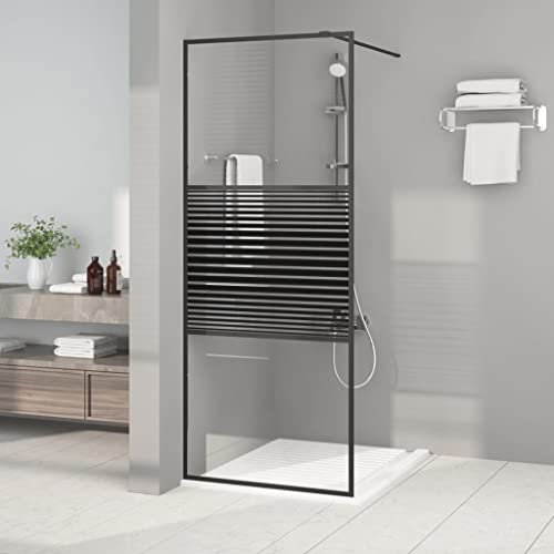 INLIFE Duschwand für Begehbare Dusche Schwarz 80x195 cm ESG-Glas Klar,21.48kg,152145