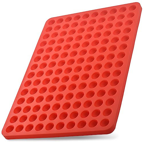 ionEgg Molde de silicona semiesfera de 140 cavidades, moldes de caramelo de goma, mini bandeja de golosinas para perros, alfombrilla de hornear, almohadilla de silicona redonda para ganache, gelatina,