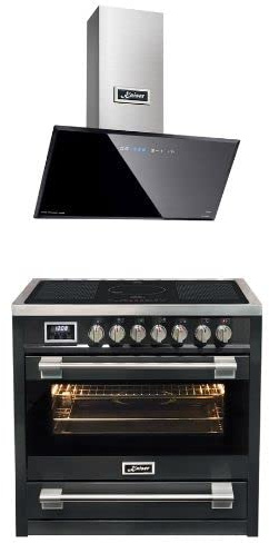 Kaiser Cuisinière à induction HC 93691 IS+AT 9430 F ECO, Cuisinière électrique 90 cm /5 zones de cuisson+hotte aspirante, 90 cm
