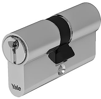 Yale Cilindro Europeo di sicurezza standard per serratura YC051KD404003N1 Nichelato, 40/40mm, Doppio, Frizionato, 3 Chiavi