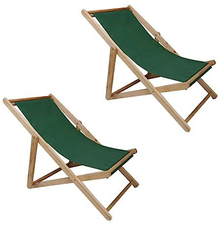VIDECOR Outdoor-Terrassen-Loungesessel aus Holz, 2er-Set, Strand-Sessel-Set, Höhe, Tragbar, Liegestuhl, Massivholzrahmen mit Weißem Polyester-Segeltuch,D