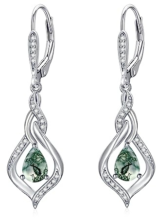 VONALA Opal Earrings Sterling Silver Infinity/Heart Opal Teardrop Earrings for Women Opal Leverback Earrings Opal Jewelry Gifts for Women Teens Girls Wife Mom Birthday