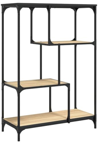 vidaXL Bücherregal, Bücherschrank mit viel Stauraum, Regal mit verstellbaren Beinen, Standregal Aktenregal für Wohnzimmer Büro, Sonoma-Eiche Holzwerkstoff Stahl
